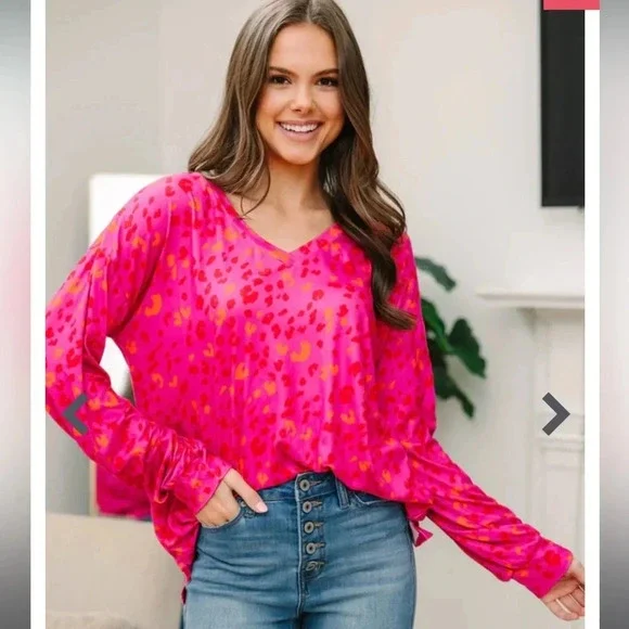 NWOT Pink Leopard Top - Picture 3 of 10